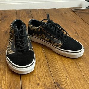 Vans Old Skool Italian weave leopard print shoes Womens size 5, Mens 3.5
